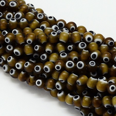 Handmade Evil Eye Lampwork Round Bead Strands LAMP-L055-6mm-02-1