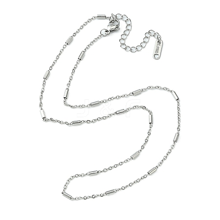 304 Stainless Steel Column Link Chain Necklace for Men Women NJEW-YW0001-15-1