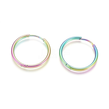 Ion Plating(IP) 304 Stainless Steel Huggie Hoop Earrings EJEW-F111A-25mm-Y-1