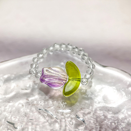 Handmade Lampwork Beaded Finger Rings WG8AEDA-03-1