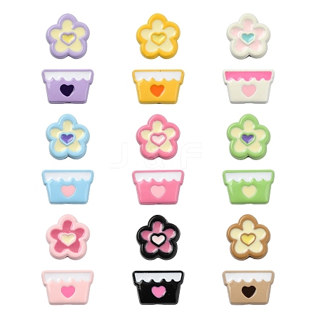 36pcs 18 Styles Baking Paint Alloy Beads FIND-CJ0004-21-1
