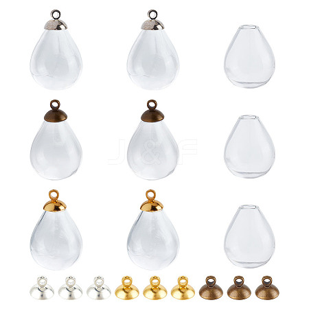 9Pcs 3 Styles Alloy Bead Cap Pendant Bails FIND-DR0001-20A-1