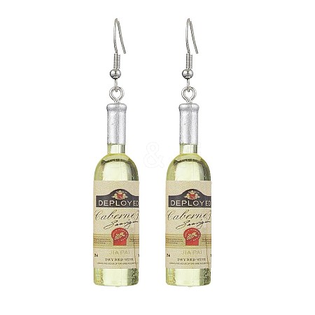 Wine Bottle Resin Dangle Earrings EJEW-JE05878-01-S-1
