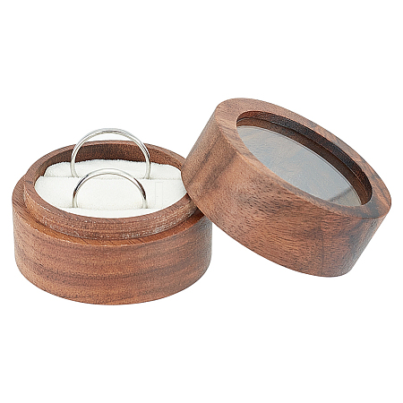 Round Wooden Engagement Ring Boxes CON-WH0093-03B-1
