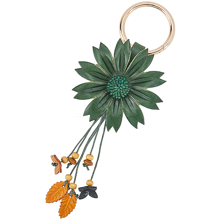 Leather and Alloy Keychain HJEW-WH20022-04B-02-1