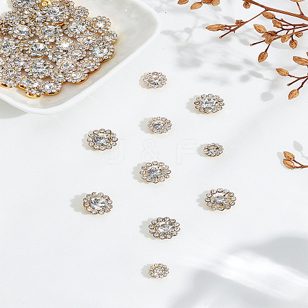 60Pcs 3 Styles Flower Alloy Glass Sew on Rhinestone FIND-LP0008-08-1