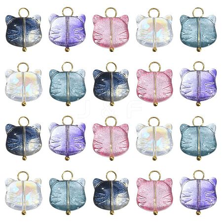 100Pcs 5 Colors Glass Pendants GLAA-CJ0002-34-1