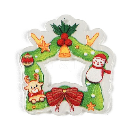 Christmas Theme Opaque Printed Acrylic Pendants SACR-S035-01C-1