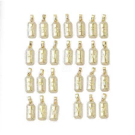 26Pcs Brass Micro Pave Cubic Zirconia Pendants ZIRC-I369-01G-1