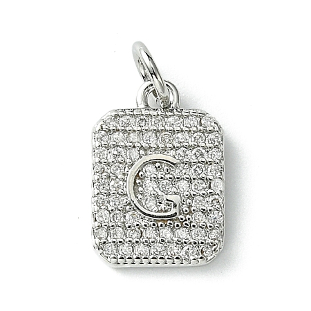 Rack Plating Brass Micro Pave Clear Cubic Zirconia Charms KK-G501-01G-P-1