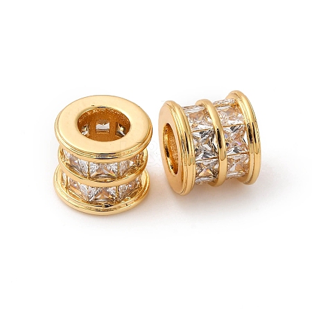 Brass Micro Pave Clear Cubic Zirconia European Beads KK-F898-12G-1