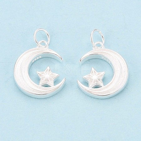 925 Sterling Silver Moon with Star Charms STER-N016-93S-1