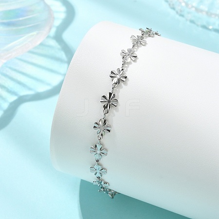 304 Stainless Steel Clover Link Chains Bracelets for Women BJEW-JB13890-1