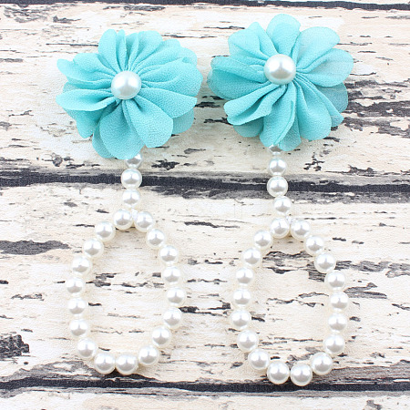 Cloth 3D Flower Plastic Imitation Pearl Beaded Barefoot Infnat Toe Anklets FS-WG366B4-05-1
