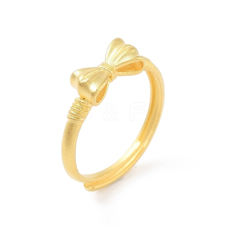Bowknot Brass Adjustable Rings for Women RJEW-L120-016G-02-1
