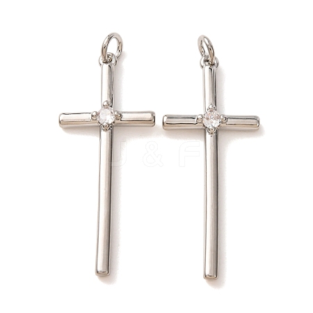 Brass Pave Clear Cubic Zirconia Pendants CU-CBA2907-01C-P-1