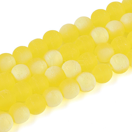 Frosted Transparent Glass Beads Strands GLAA-T032-T6mm-MBB12-1