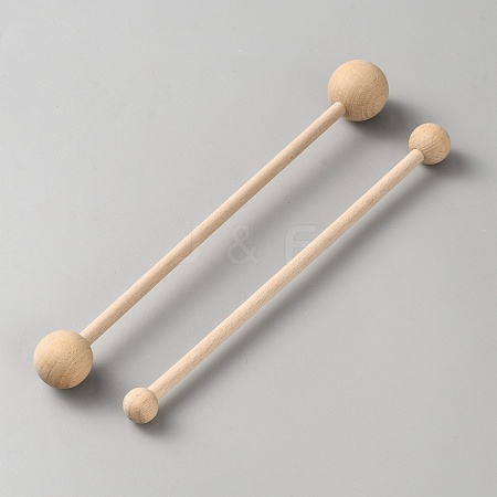 2Pcs Beech Wooden Double Round Stick DIY-WH0750-005-1