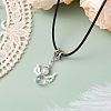 Glass Seed Beads & Glass Pearl Angel Pendant Necklaces NJEW-MZ00056-4