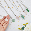 FIBLOOM 6Pcs 6 Styles Natural Rose Quartz & Green Aventurine Pendant Necklaces Set with Alloy Chains NJEW-FI0001-13-3