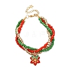 3Pcs Christmas Alloy Enamel Charm Bracelets BJEW-JB12482-3