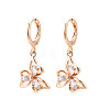 Flower Brass Micro Pave Cubic Zirconia Dangle Leverback Earrings EJEW-N058-09G-2