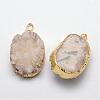 Electroplate Natural Druzy Quartz Crystal Pendants G-F333-K06-2