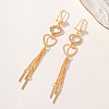 Elegant European Style Brass Heart Tassel Hoop Earrings UN2396-3