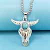 Alloy Ox Head Pendant Necklace with Stainless Steel Chains JN1135C-6