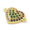 Real 18K Gold Plated Brass Micro Pave Cubic Zirconia Connector Charms KK-L209-052G-02-2