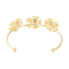 Alloy Flower with Imitation Pearl Beaded Open Cuff Bangle for Women BJEW-D054-02G-01-2