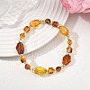 Natural Amber & Non-magnetic Synthetic Hematite Beads Stretch Bracelets for Women Men BJEW-JB13775-2