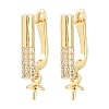 Brass Micro Pave Clear Cubic Zirconia Hoop Earring Findings KK-Z158-01G-1