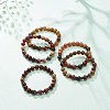 Natural Polychrome Jasper/Picasso Stone/Picasso Jasper & Wood Beaded Stretch Bracelet BJEW-JB08534-01-2