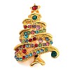 Christmas Theme Alloy Colorful Rhinestone Brooches JEWB-S022-02B-G-1