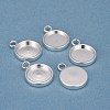 201 Stainless Steel Pendant Cabochon Settings STAS-I137-02C-S-1