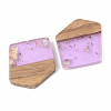 Transparent Resin & Walnut Wood Pendants RESI-S389-033A-B01-2