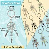 10Pcs Alloy Natural & Synthetic Mixed Stone Feather Keychains KEYC-YW00208-2