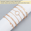 ANATTASOUL 6Pcs 6 Style Alloy Paperclip & Cable & Figaro Chain Bracelets Set BJEW-AN0001-09-3