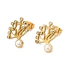 Crystal Rhinestone Tree of Life Stud Earrings with Plastic Pearl Beaded EJEW-E286-09G-1