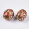 Printed Natural Wood Large Hole Beads WOOD-R251-01-LF-3