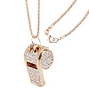 Alloy Crystal Rhinestone Whistle Pendant Necklaces NJEW-WH20001-24G-01-1