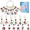 24Pcs 12 Style Christmas Theme Alloy Enamel Pendant Locking Stitch Markers HJEW-SC00006-1