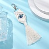 Handmade Macrame Cotton Threads & Resin Evil Eye Pendant Decoration HJEW-JM02627-02-1