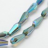 Faceted Rainbow Plated Teardrop Electroplated Glass Beads Strands EGLA-F104-02A-2