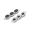 SHEGRACE Brass Pave Black Cubic Zirconia Triple Oval Links Connector Charms XGRQ3P837-645P-2