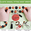 1Pc Printed Acrylic & Faux Suede Tassel Pendant & Wood Bead Keychains HJEW-SP0001-86F-5