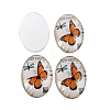 Butterfly Printed Glass Oval Cabochons X-GGLA-N003-20x30-C49-2