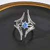 Brass Micro Pave Cubic Zirconia Cuff Open Rings for Women RJEW-L343-09P-02-2