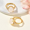 Brass Micro Pave Cubic Zirconia with Natural Quartz Crystal Cuff Open Rings RJEW-T035-01G-G-1